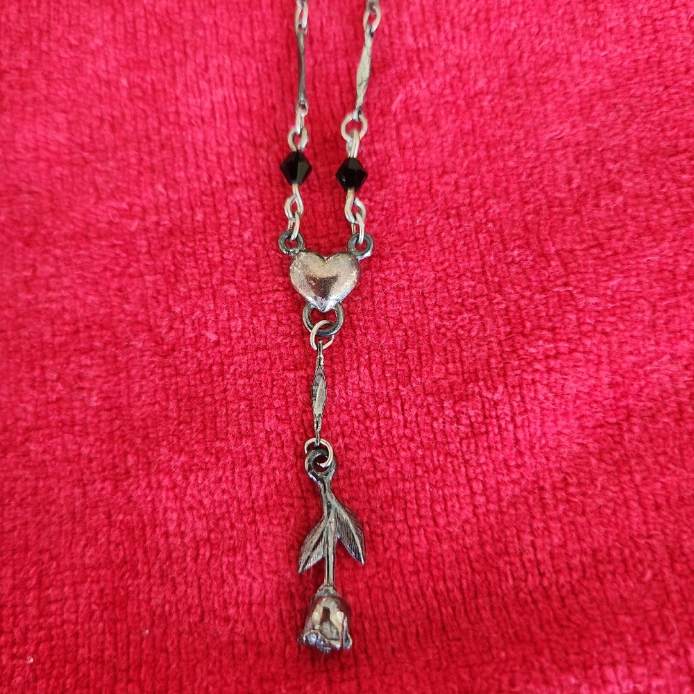 Silver Necklace with Rose.